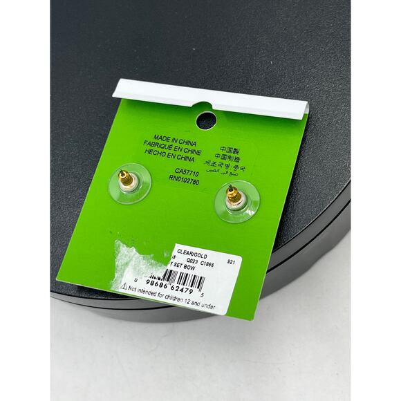 Kate Spade Ready‎ Set Mini Bow Gold Plated Pave Stud for Earrings New - Picture 6 of 9